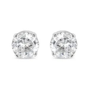 .925 Sterling Silver 1/4 Cttw Round Brilliant-Cut Near Colorless Diamond Classic 4-Prong Stud Earrings (H-I Color, I2-I3 Clarity)