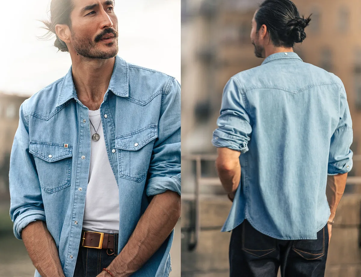 &SONS Boone Washed Denim Blue Shirt