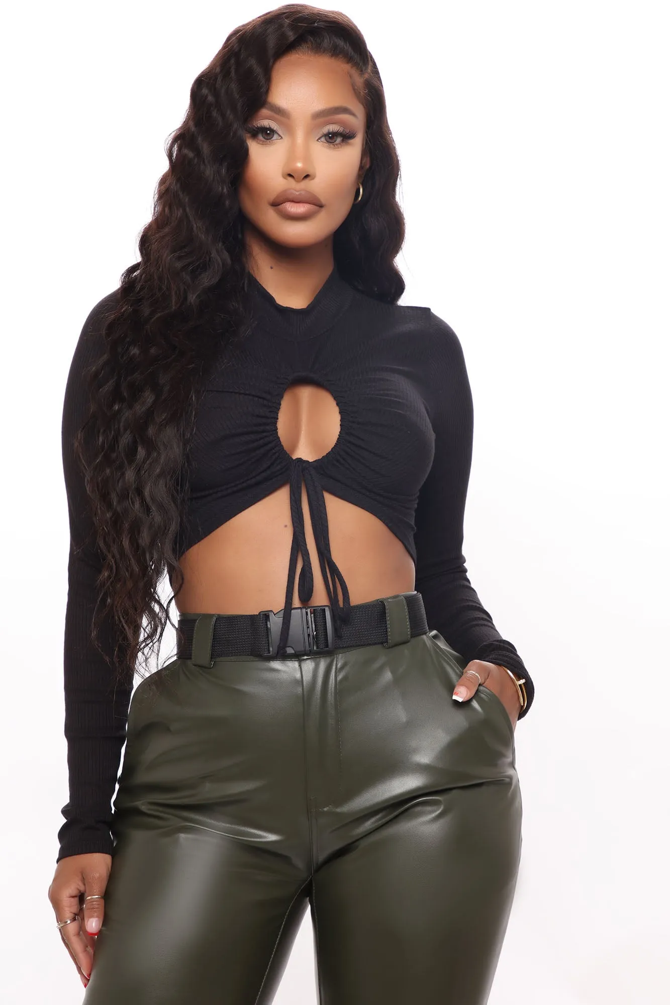 Anything But Subtle Ribbed Crop Top - Black