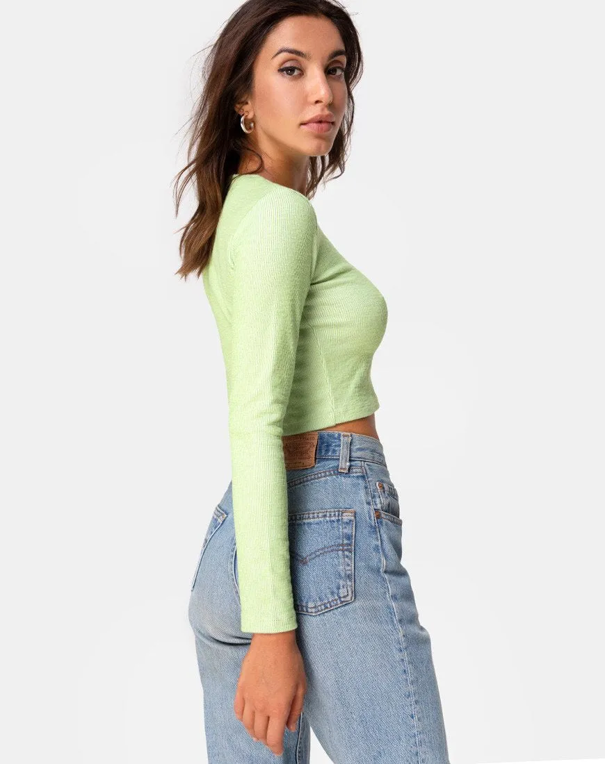 Bonnie Crop Top in Rib Pastel Lime