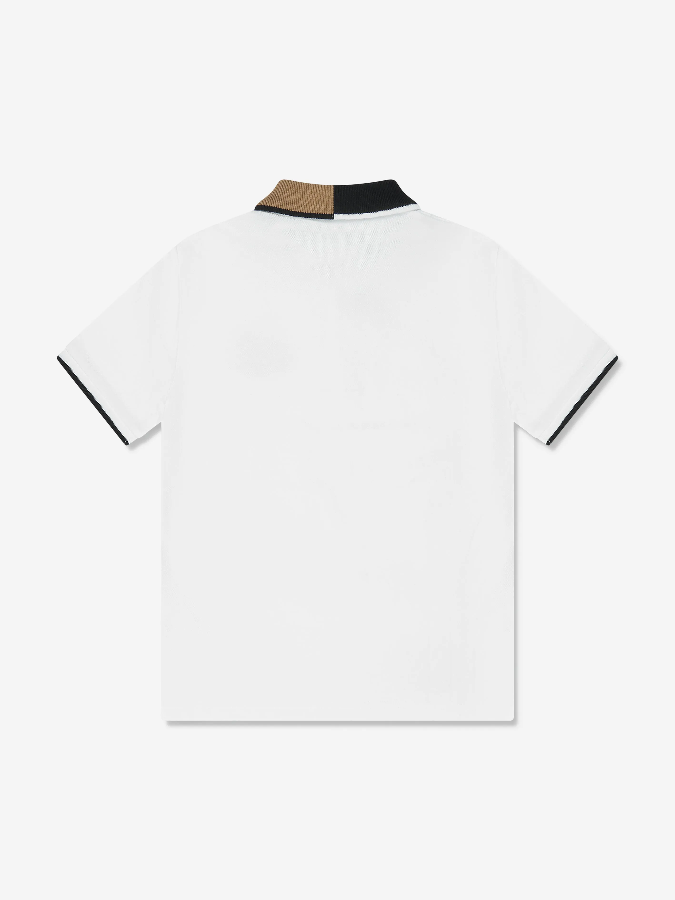 BOSS Boys Two-Tone Collar Polo Shirt in White