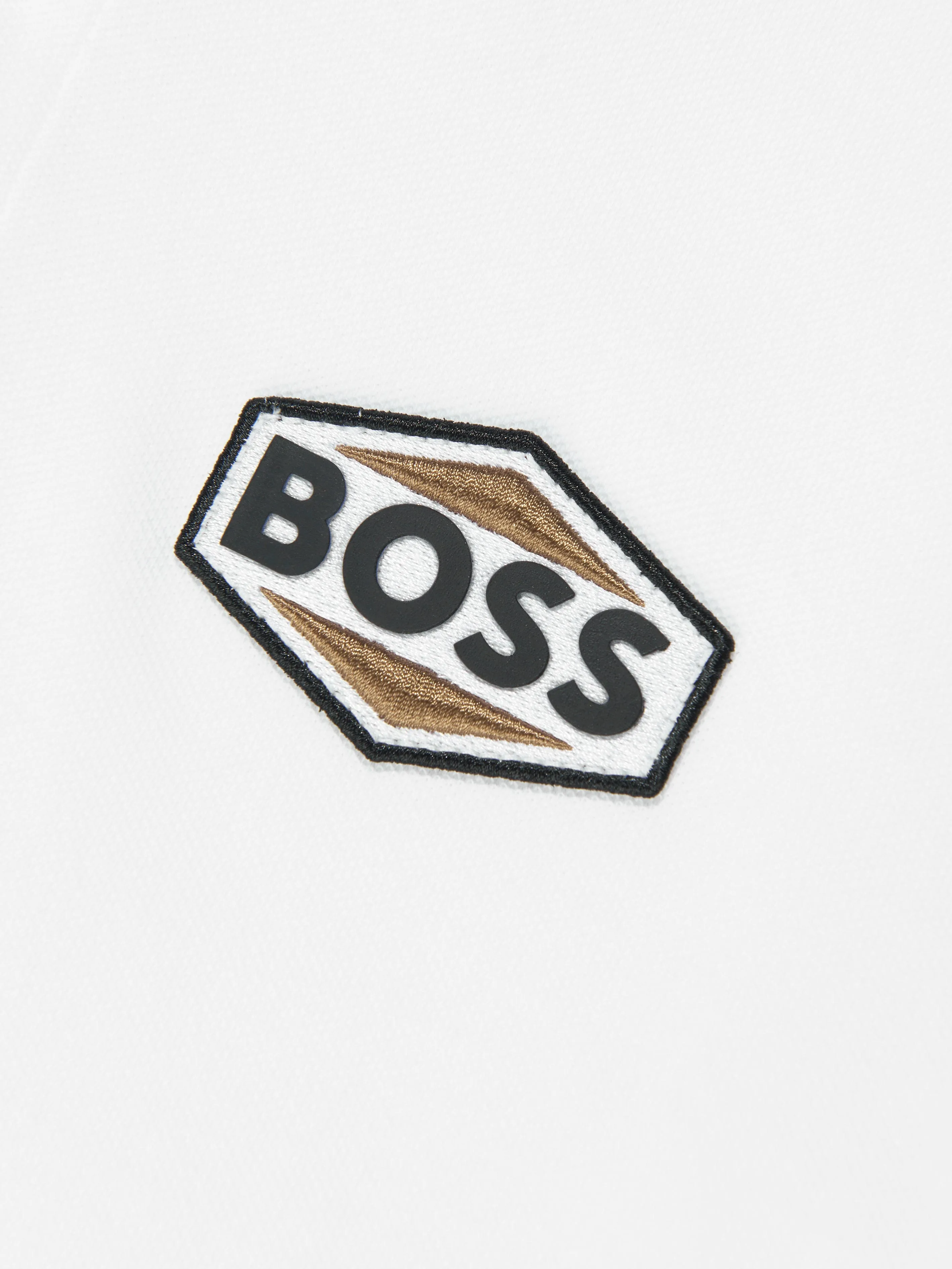 BOSS Boys Two-Tone Collar Polo Shirt in White