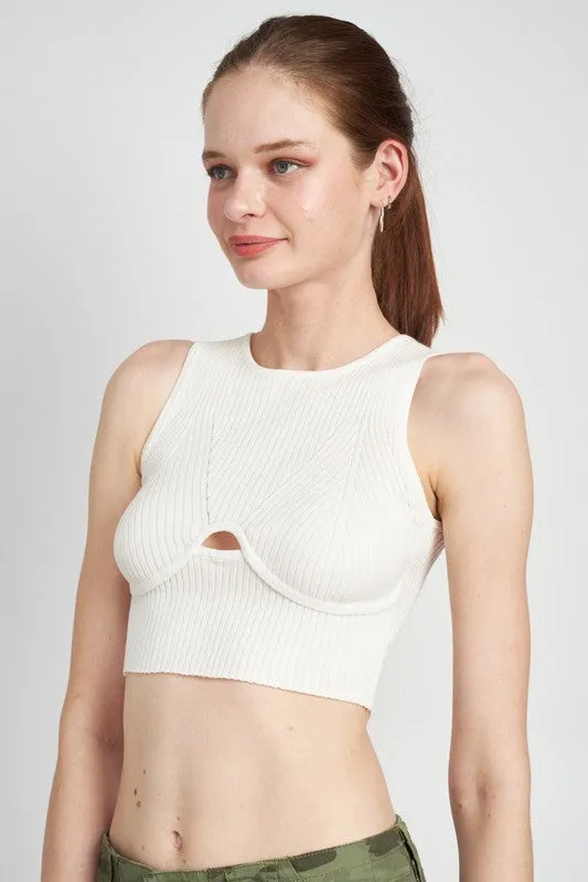 BUSTIER LOOK RIBBED CROP TOP