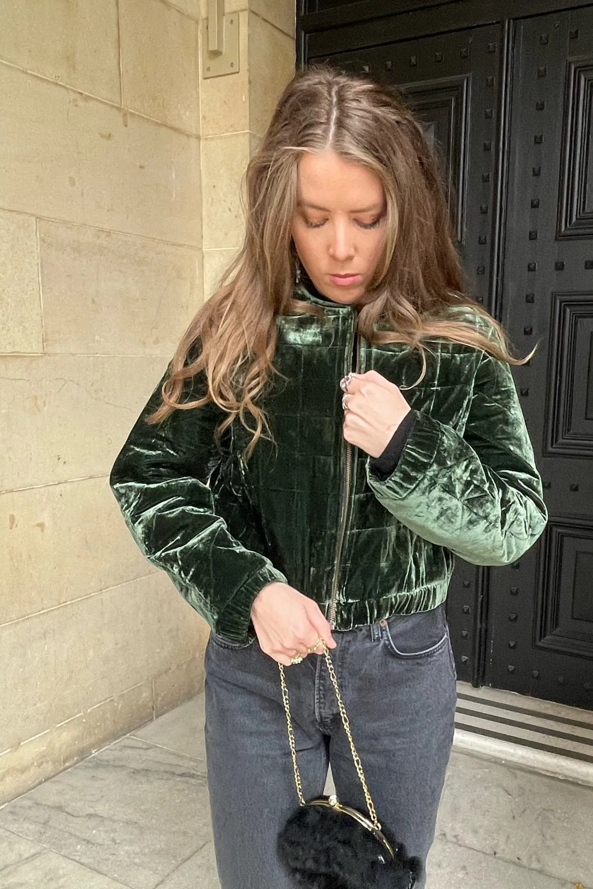 Chaqueta Velvet Bomber - Emerald