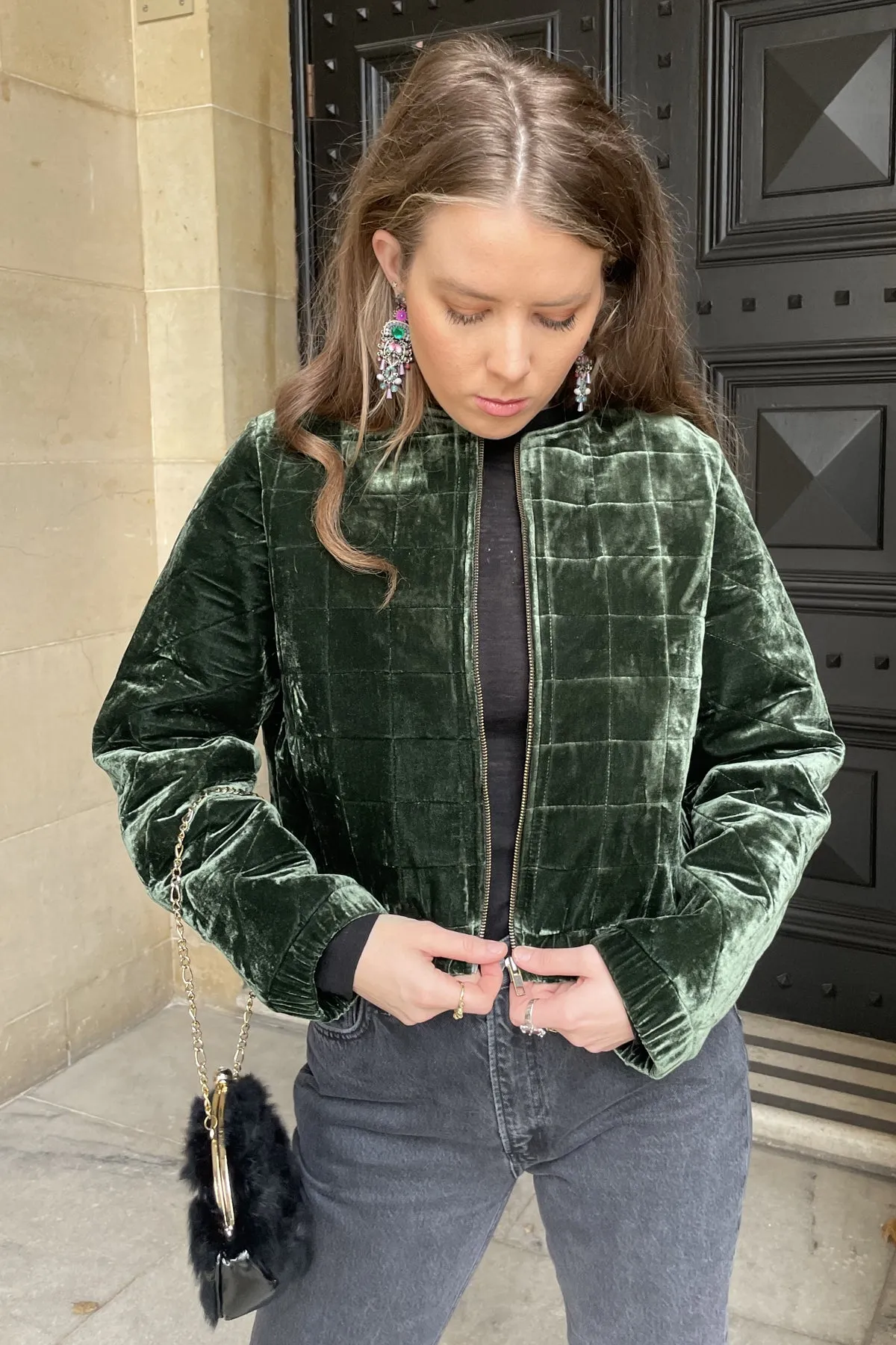 Chaqueta Velvet Bomber - Emerald