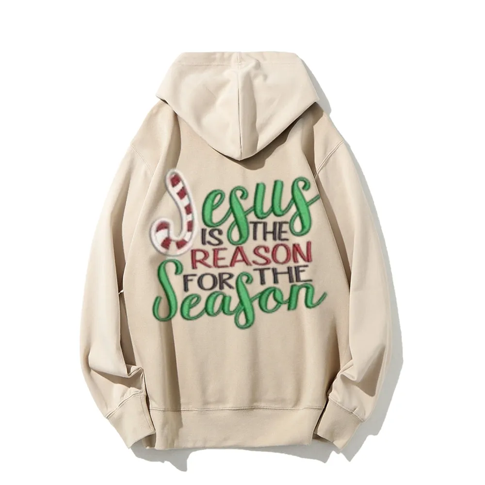 Christmas Jesus Is The Reason Graphic Pullover With Kangaroo Pocket Hoodies