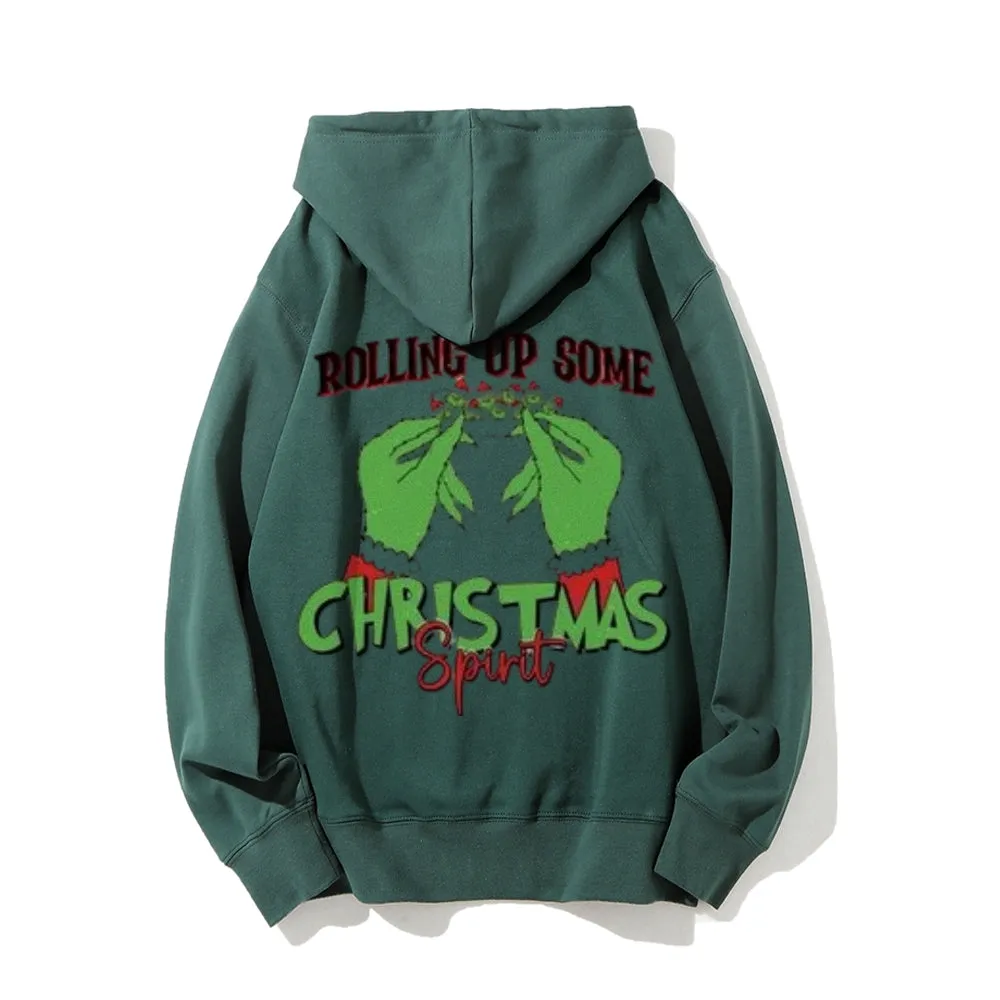 Christmas Rolling Up  Graphic Pullover Hoodies