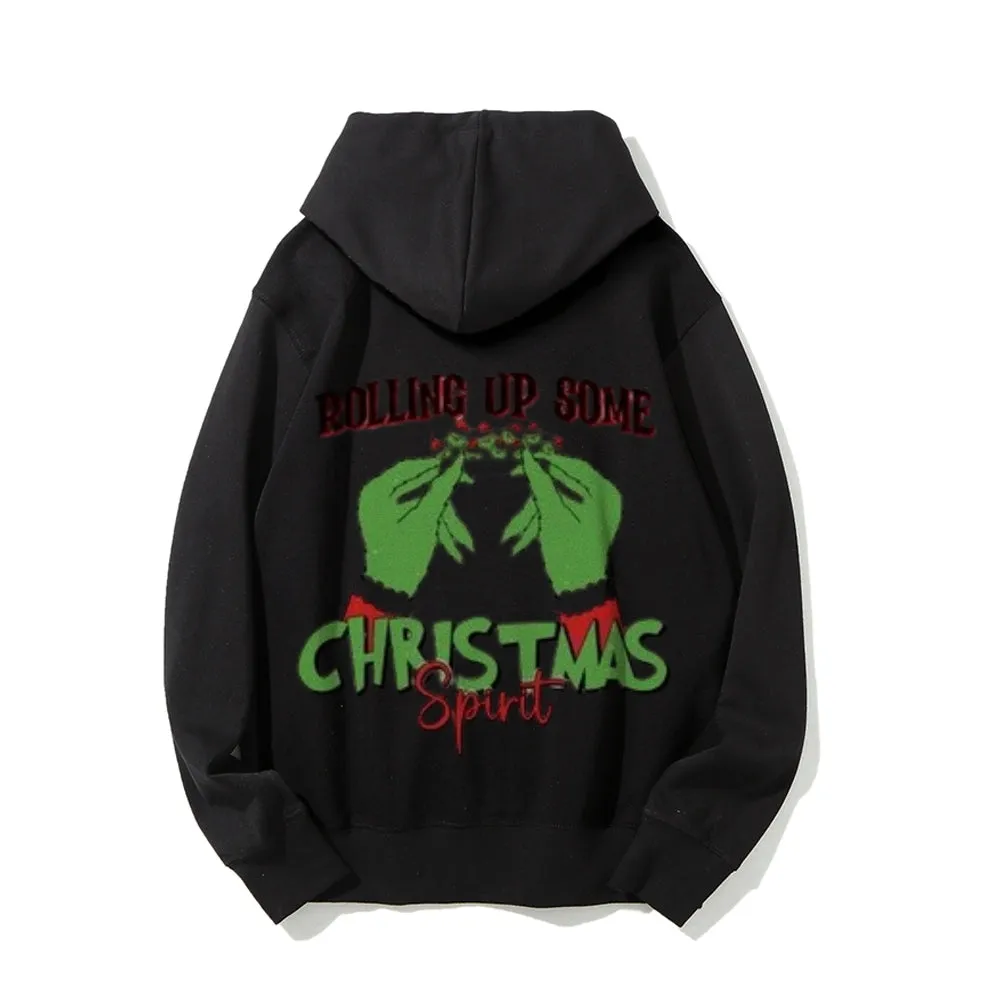 Christmas Rolling Up  Graphic Pullover Hoodies