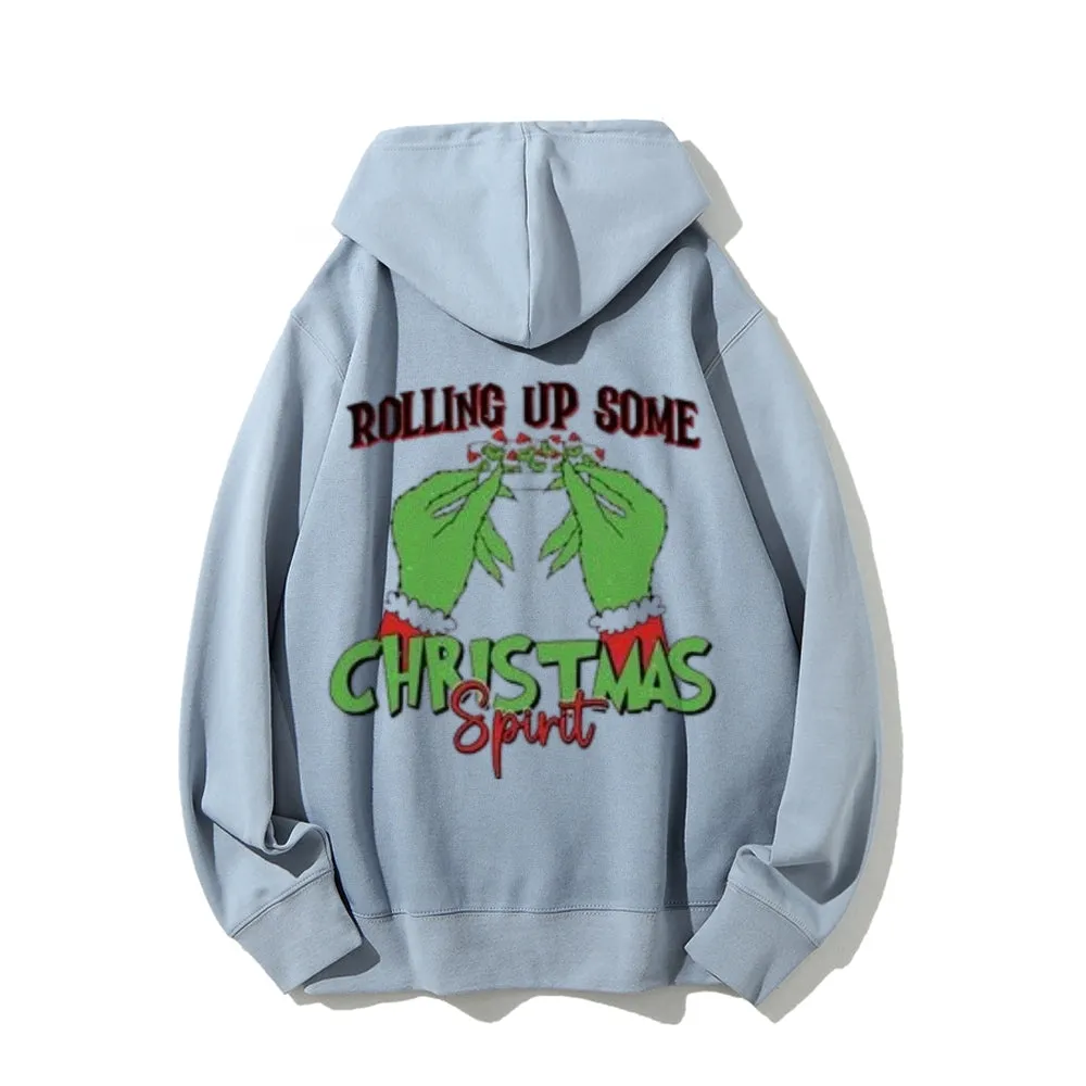 Christmas Rolling Up  Graphic Pullover Hoodies