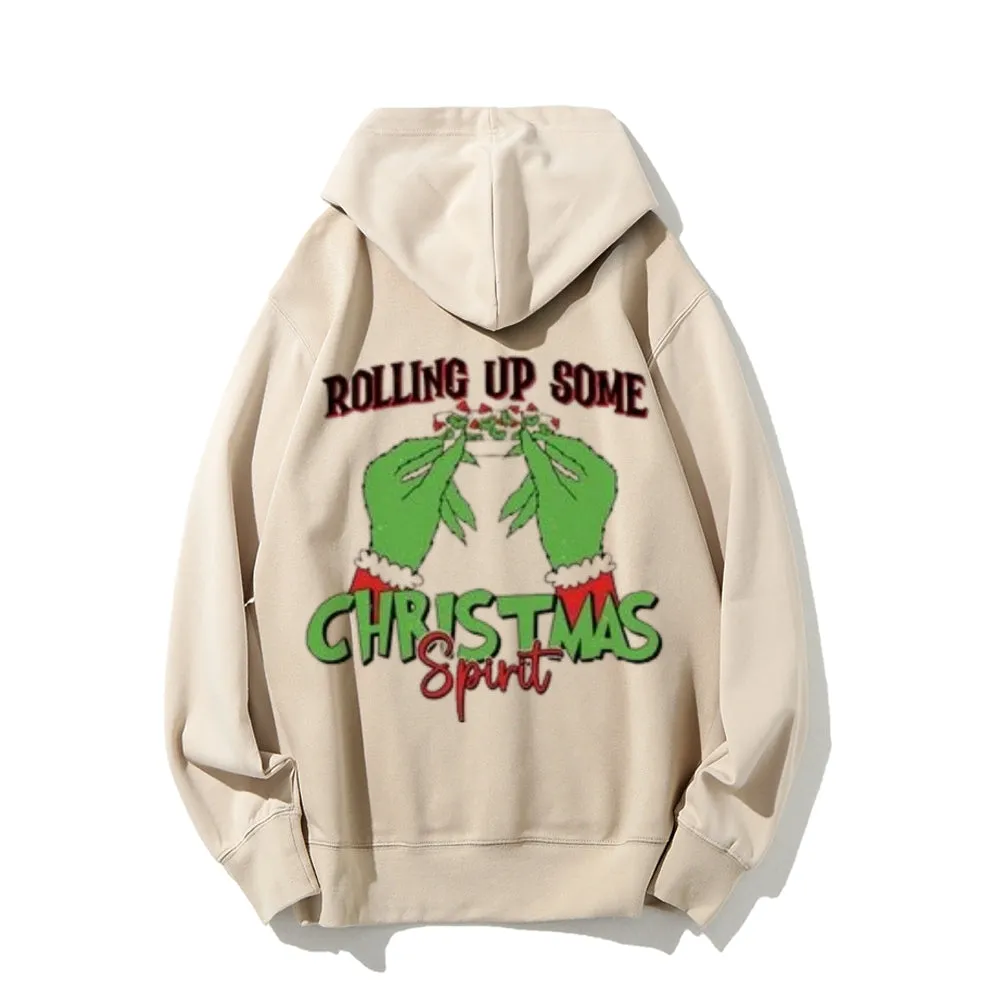 Christmas Rolling Up  Graphic Pullover Hoodies