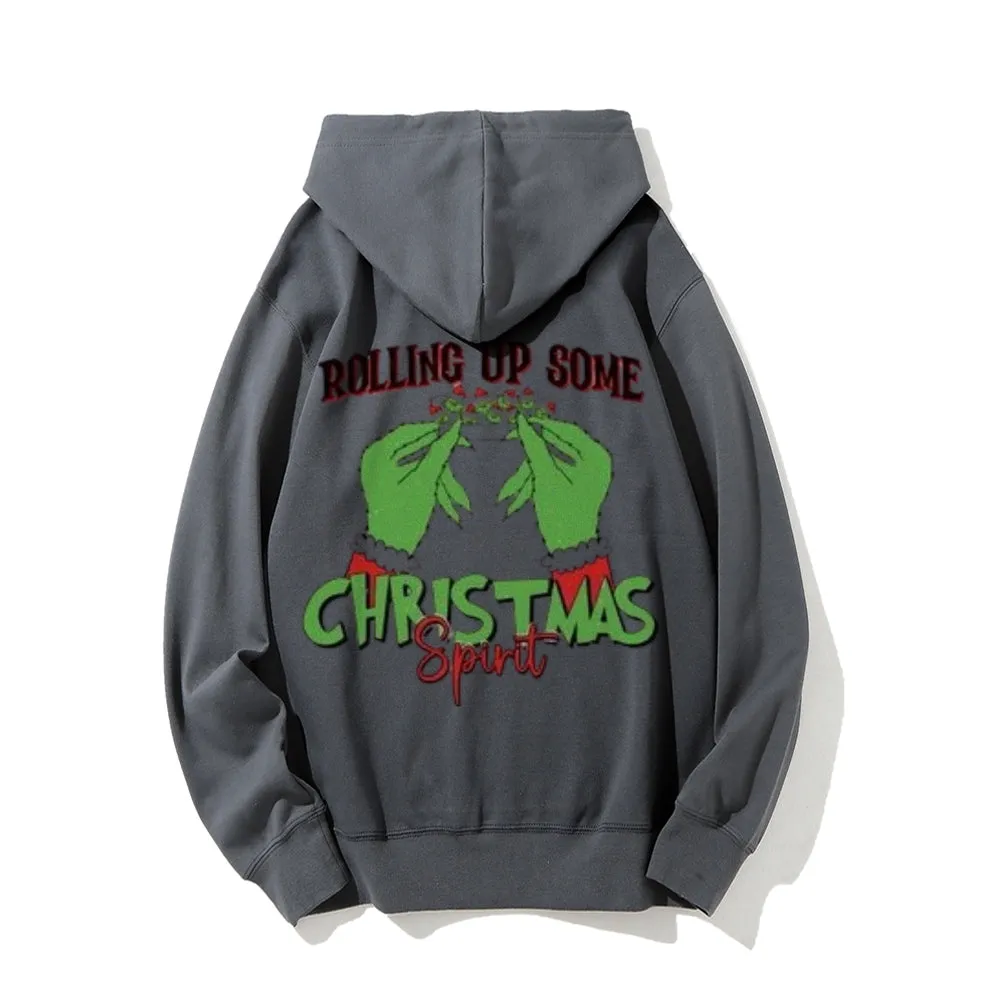 Christmas Rolling Up  Graphic Pullover Hoodies