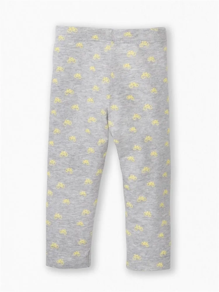 Colored Organics Leah Leggings (Heather Grey/Lemon Bicyle Print)