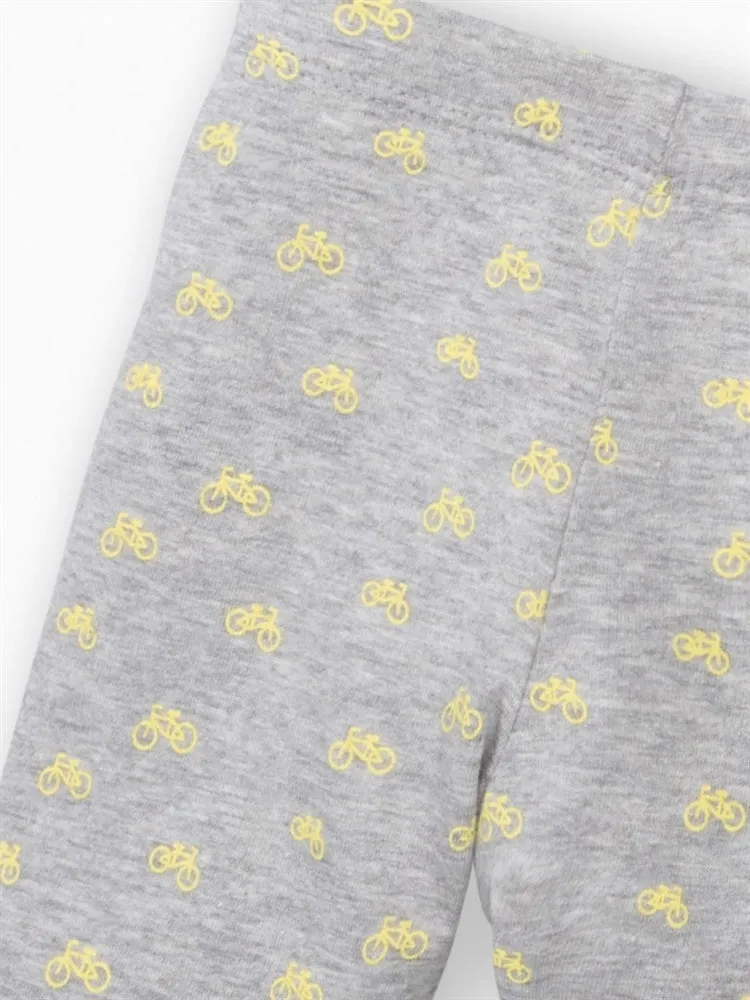 Colored Organics Leah Leggings (Heather Grey/Lemon Bicyle Print)