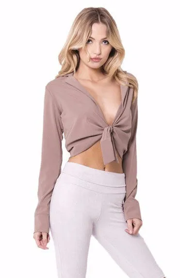 CROPPED TIE FRONT TOP