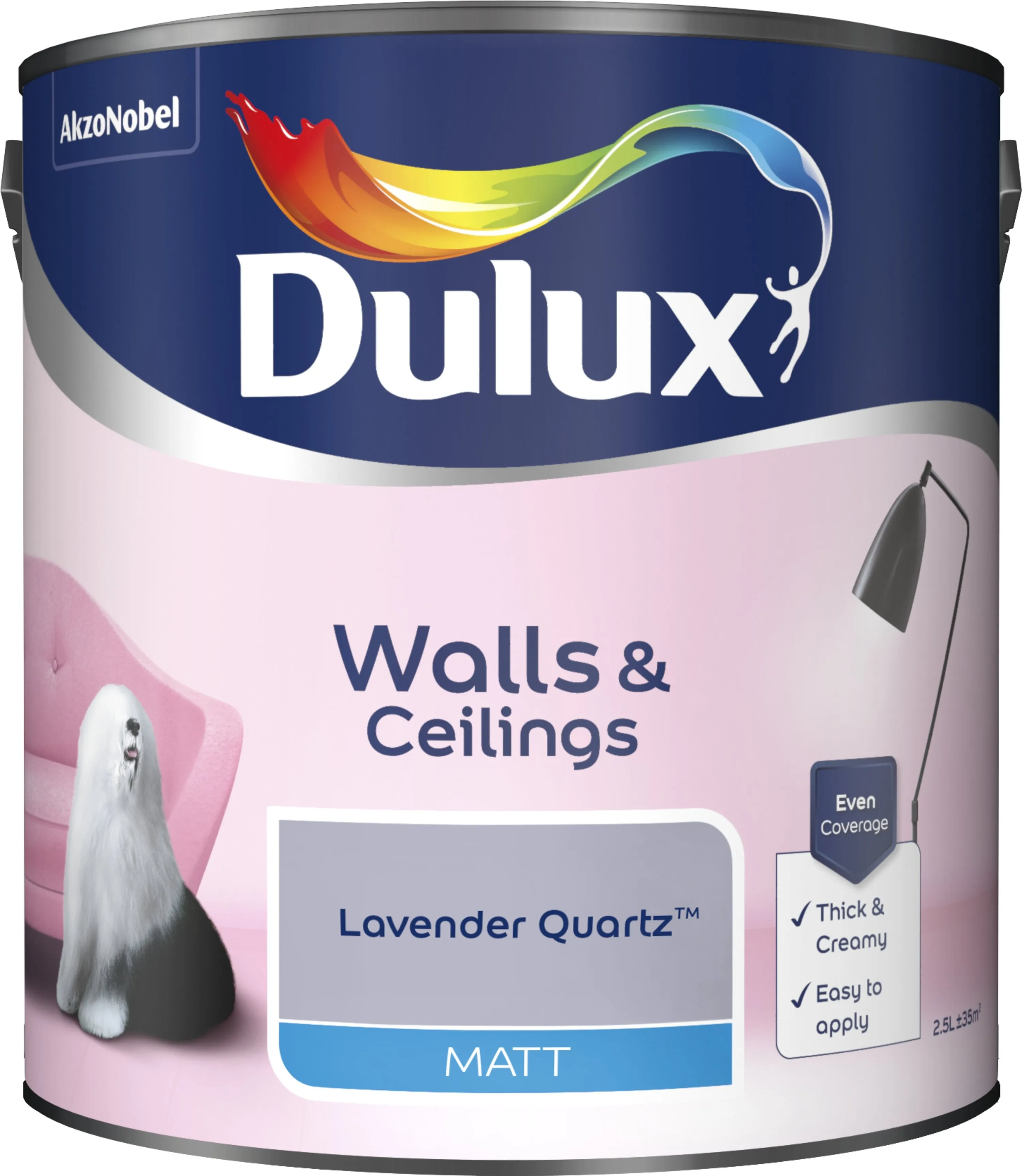 Dulux Matt Emulsion Paint For Walls And Ceilings - Lavender Quartz 2.5L