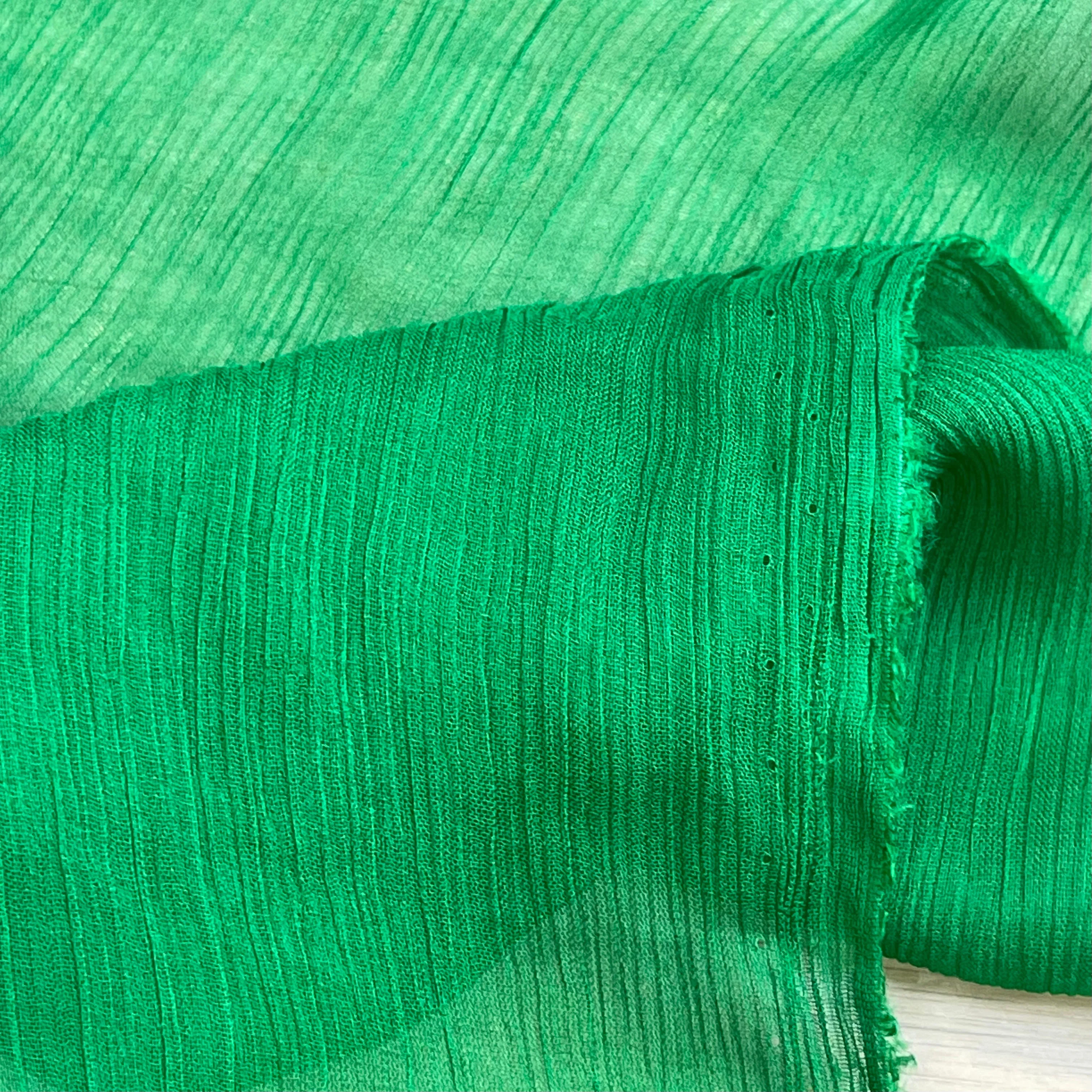 Emerald Crinkle Viscose Georgette