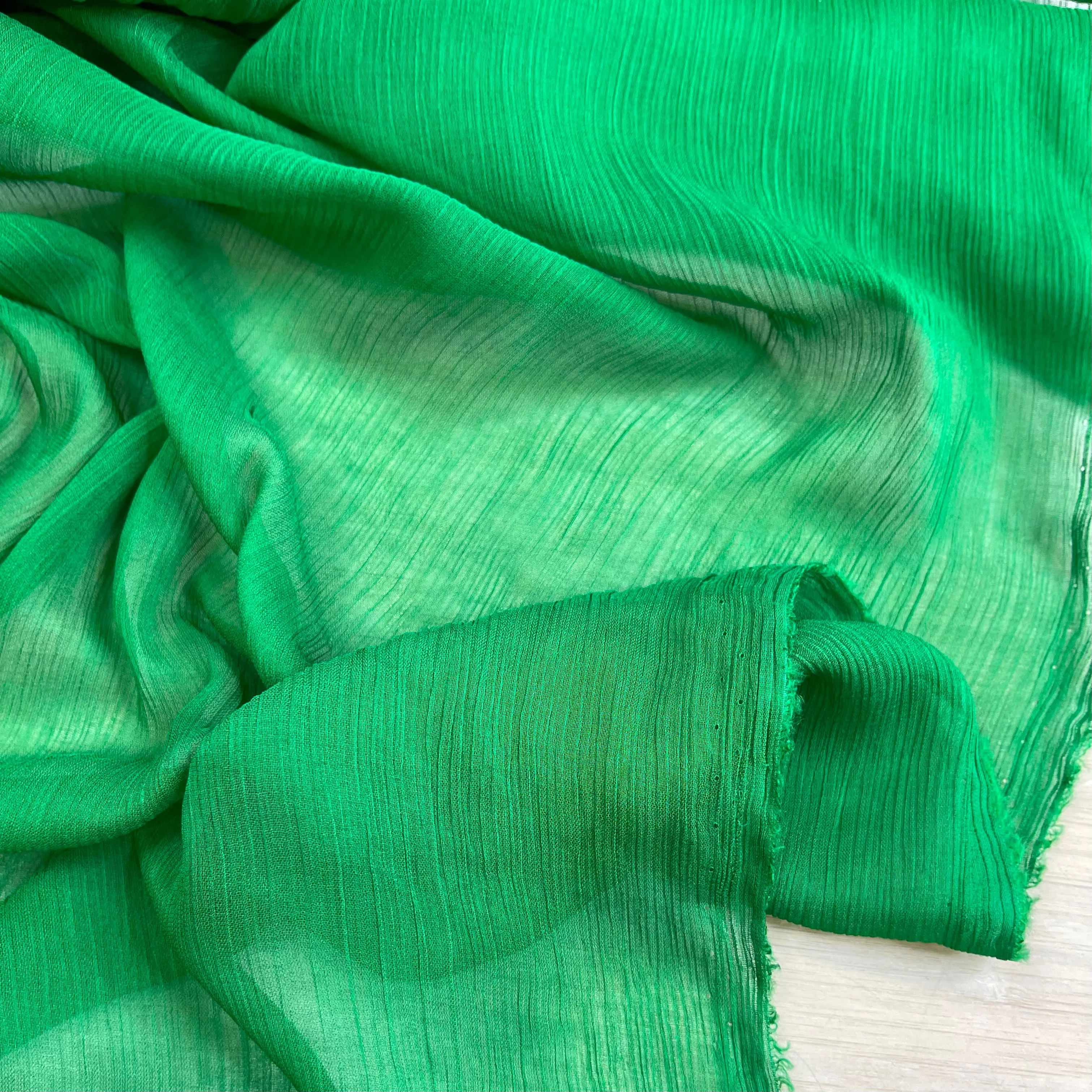 Emerald Crinkle Viscose Georgette