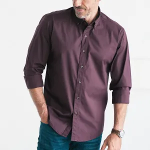 Essential Button Down Collar Casual Shirt - Burgundy Cotton Twill