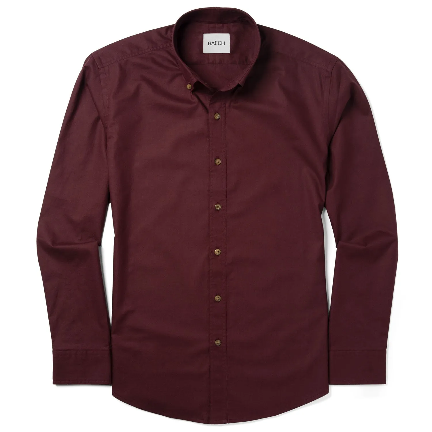 Essential Button Down Collar Casual Shirt - Burgundy Cotton Twill