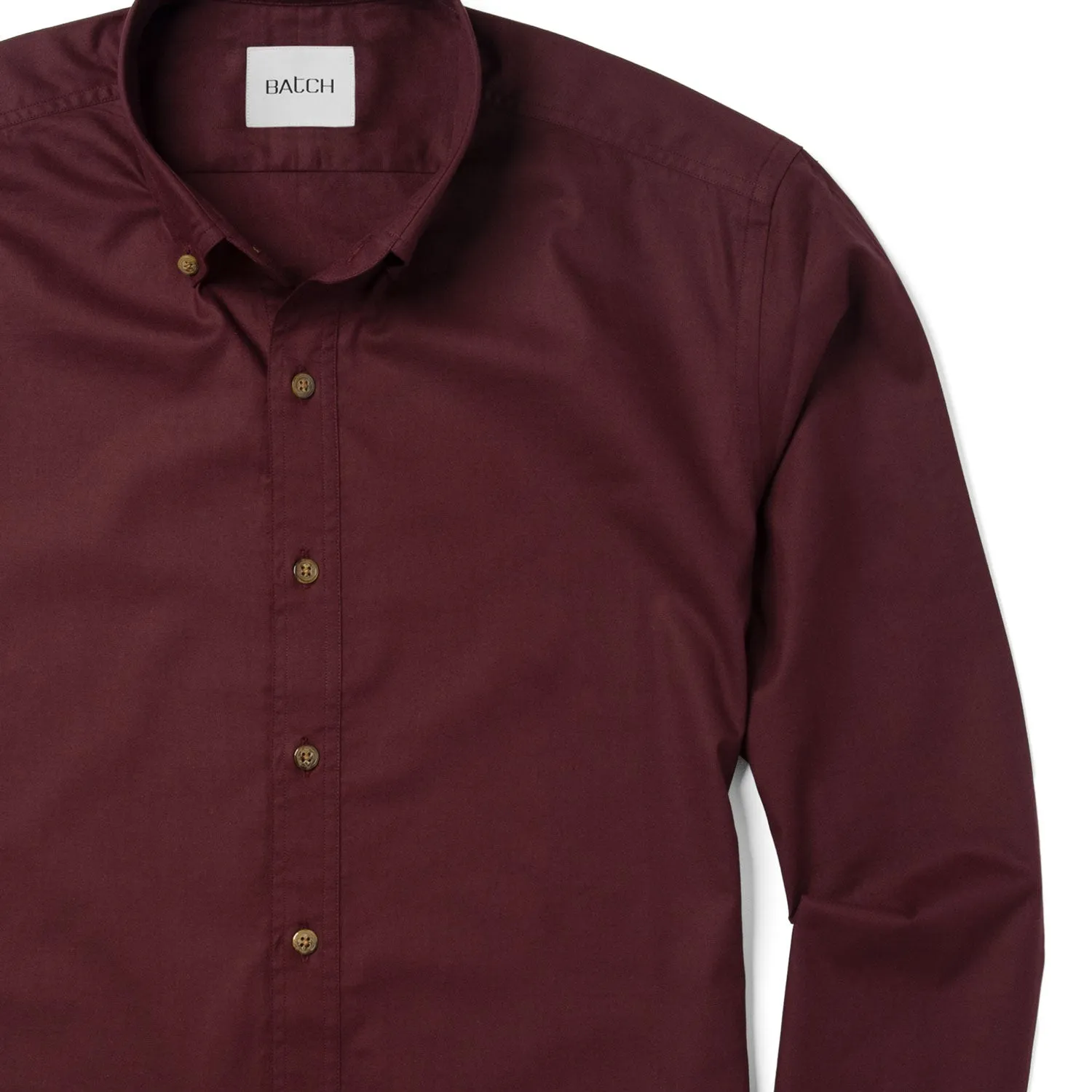 Essential Button Down Collar Casual Shirt - Burgundy Cotton Twill