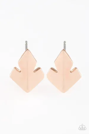 Fire Drill - Rose Gold Post Earrings - Paparazzi Accessories