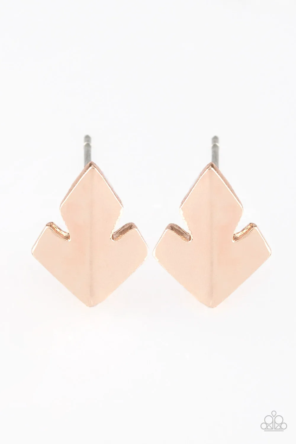 Fire Drill - Rose Gold Post Earrings - Paparazzi Accessories