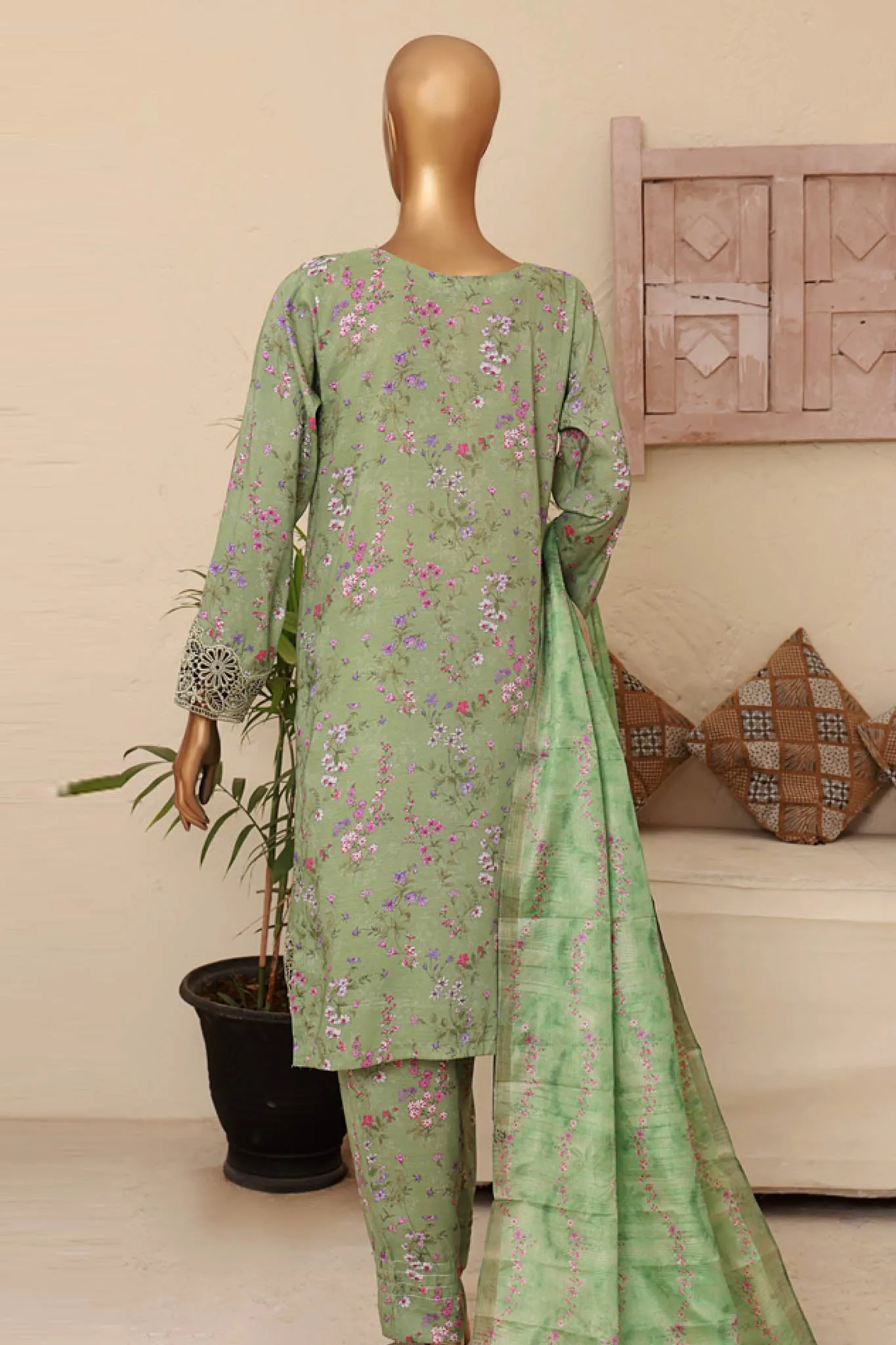 Florence By HZ Stitched 3 Piece Printed & Emb Raw Silk Collection'2024-RRE-08