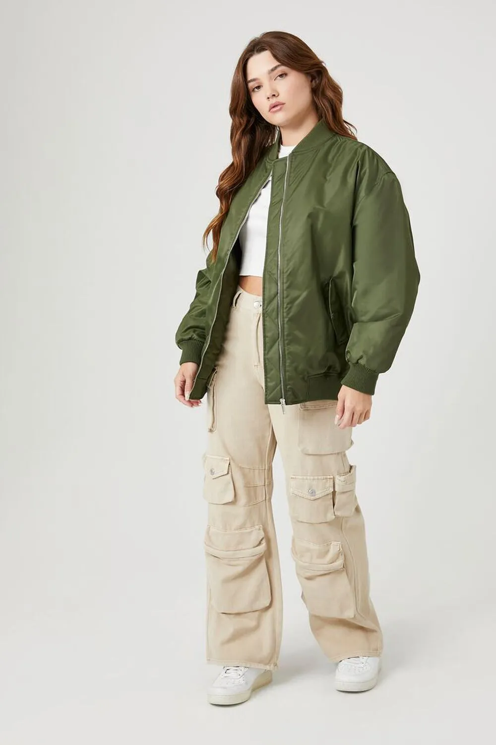 Forever 21 zip bomber, olive