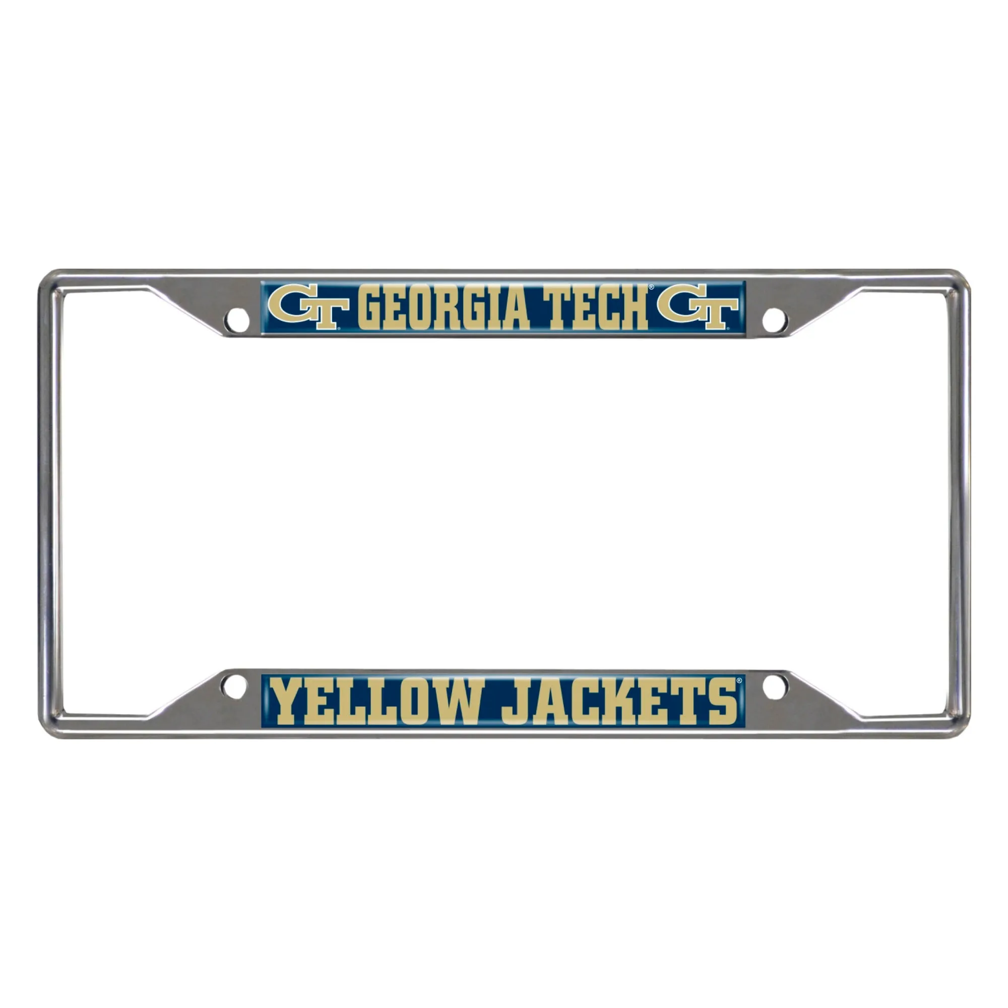 Georgia Tech Yellow Jackets Chrome Metal License Plate Frame, 6.25in x 12.25in