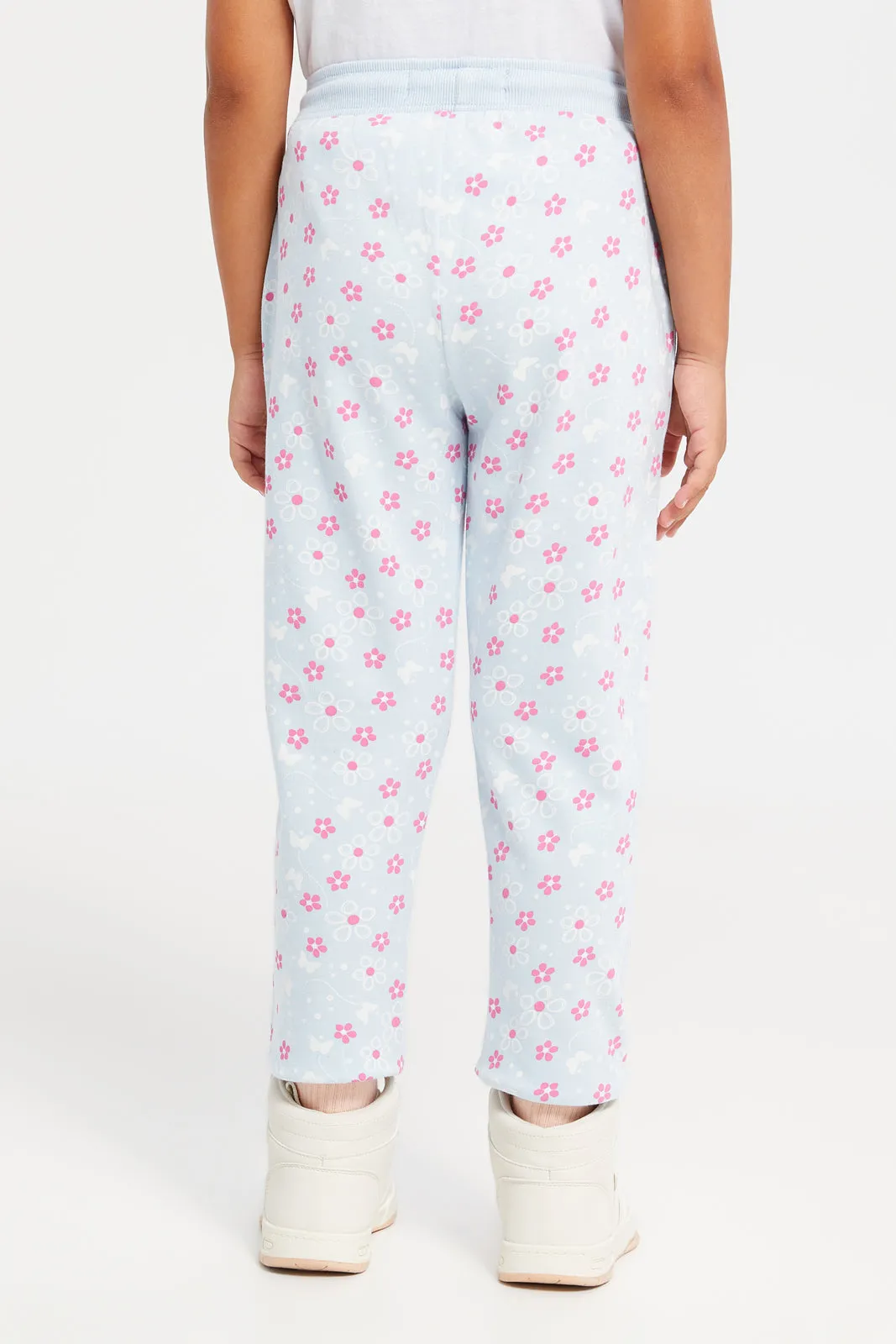 Girls Blue Floral Active Pants