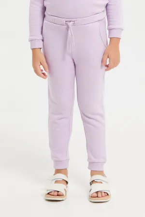 Girls Lilac Plain Active Pants