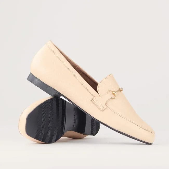 Loafer with Gold Trim in Cream - 12451