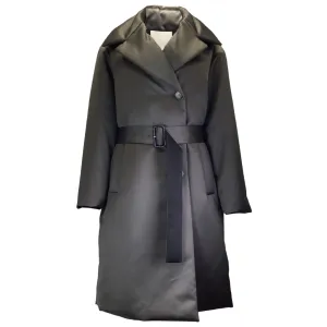 Mantu Charcoal Grey 2022 Belted Padded Satin Coat