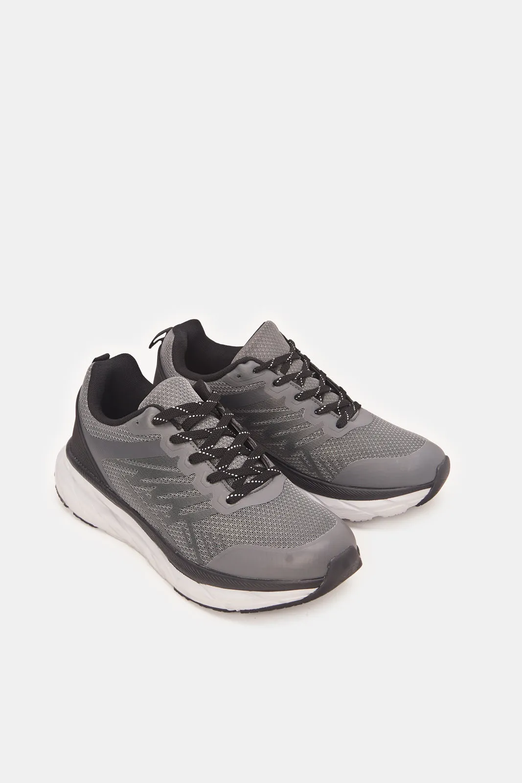 Men Grey Material Block Trainers