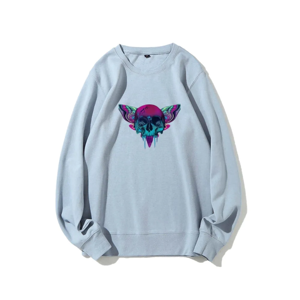 Mens A Skull with Butterflies Graphic Sweatshirts