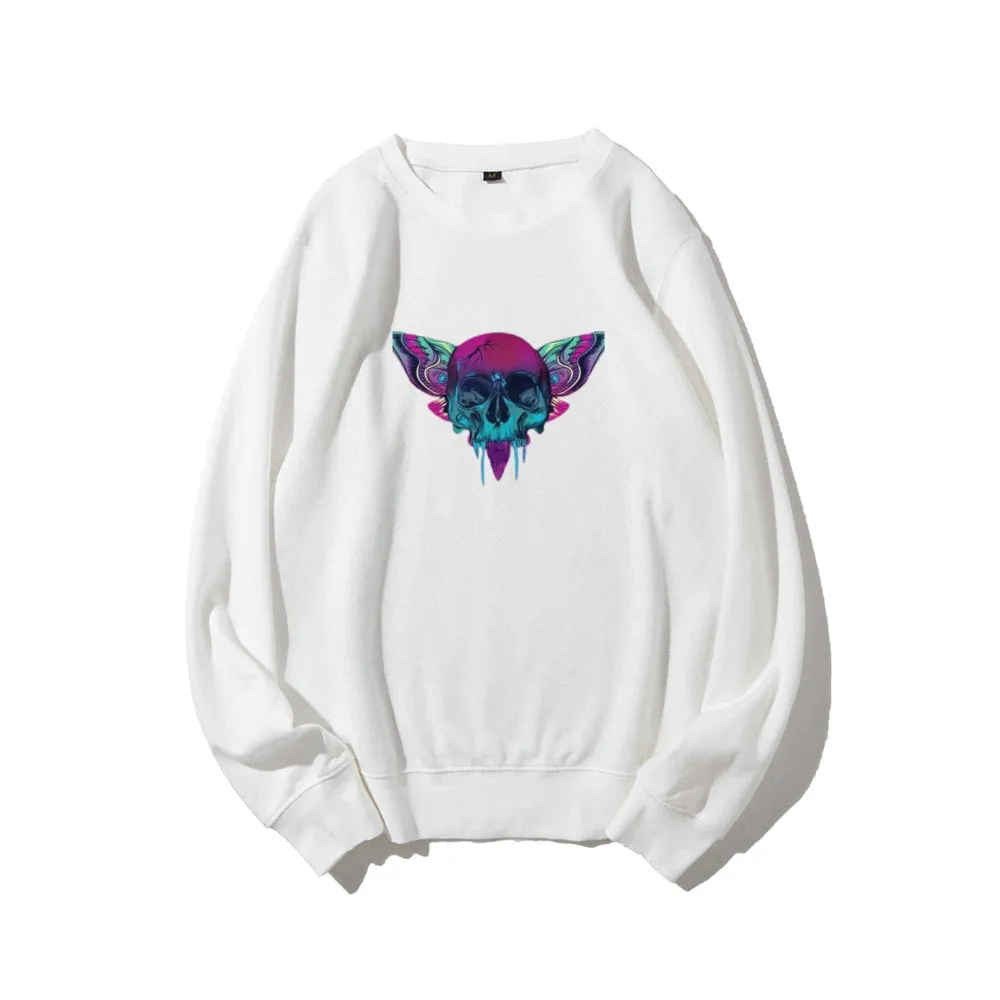 Mens A Skull with Butterflies Graphic Sweatshirts