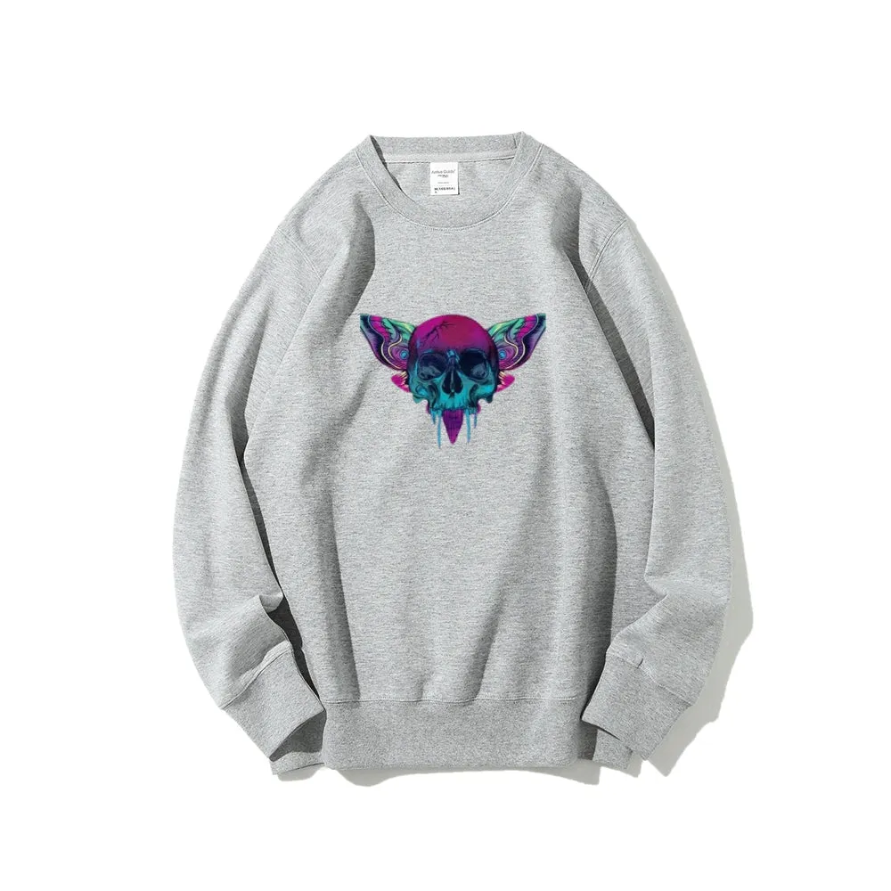 Mens A Skull with Butterflies Graphic Sweatshirts