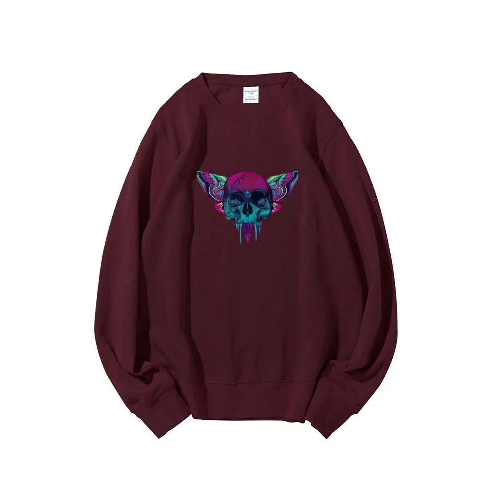 Mens A Skull with Butterflies Graphic Sweatshirts