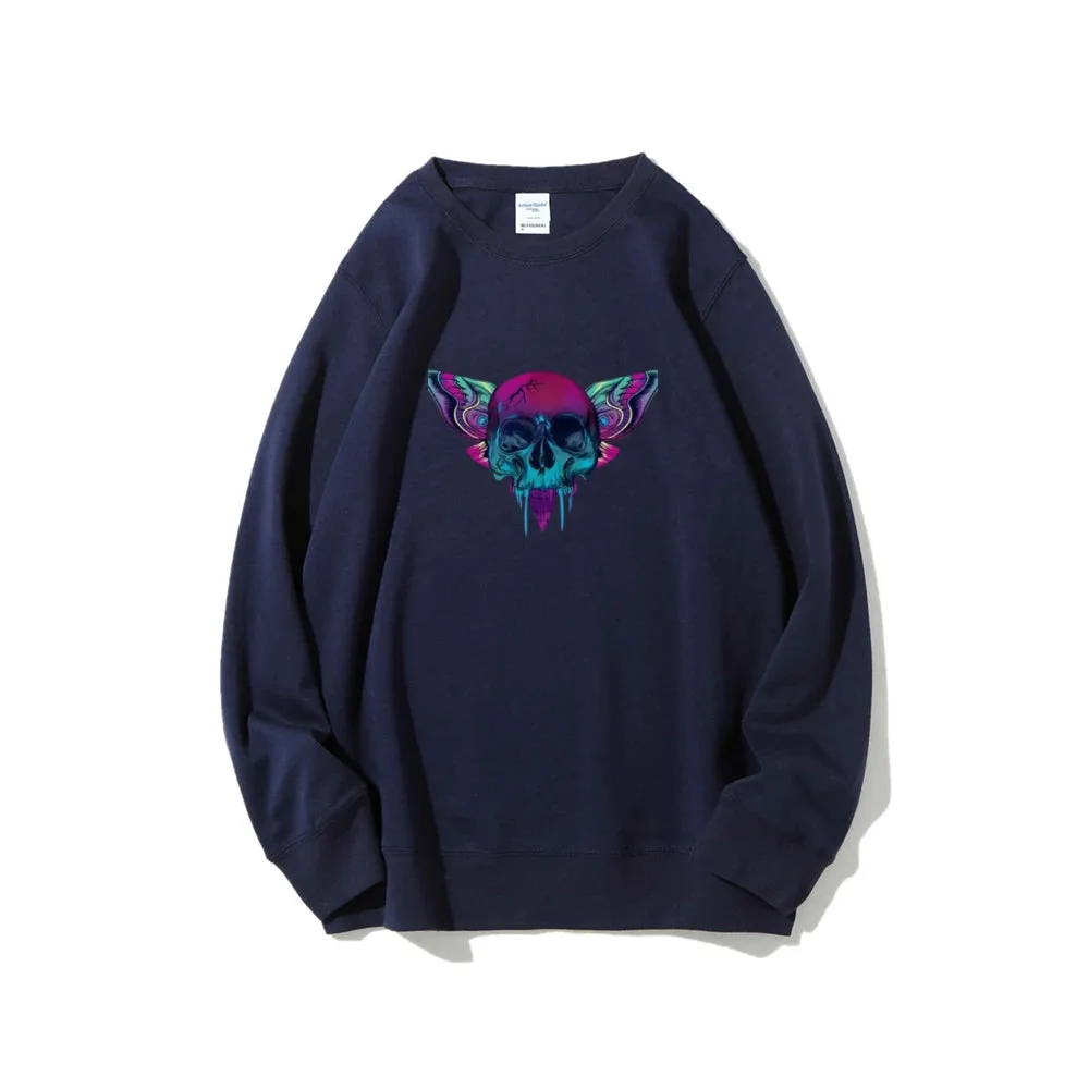 Mens A Skull with Butterflies Graphic Sweatshirts