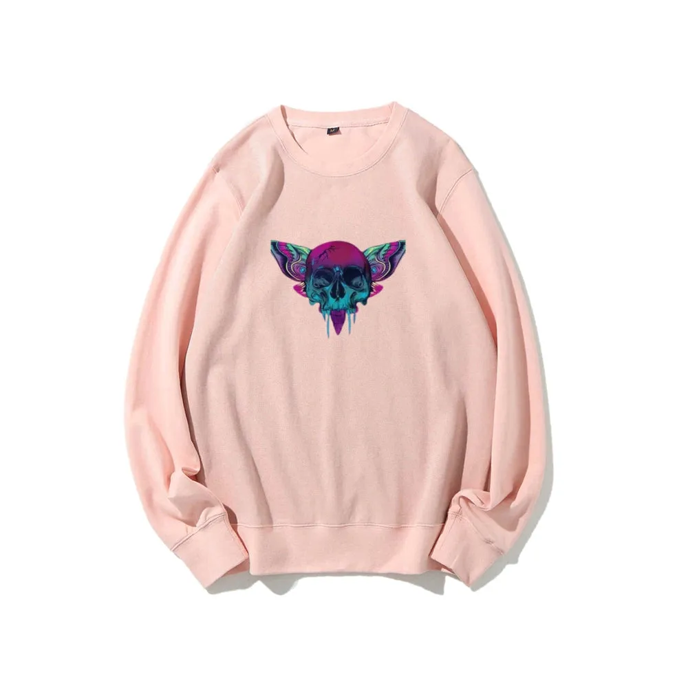 Mens A Skull with Butterflies Graphic Sweatshirts