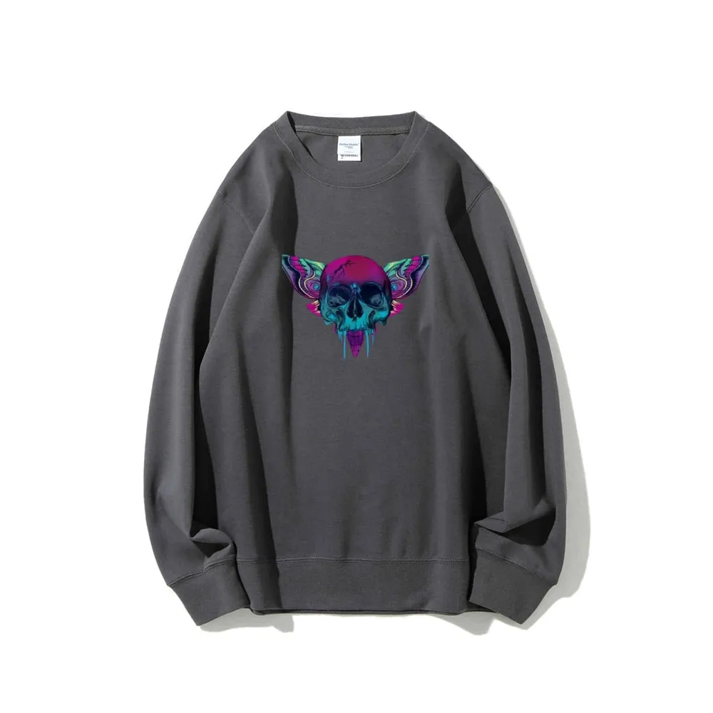 Mens A Skull with Butterflies Graphic Sweatshirts