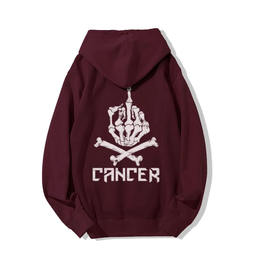 Mens Cancer Skull Graphic Pullover Hoodies