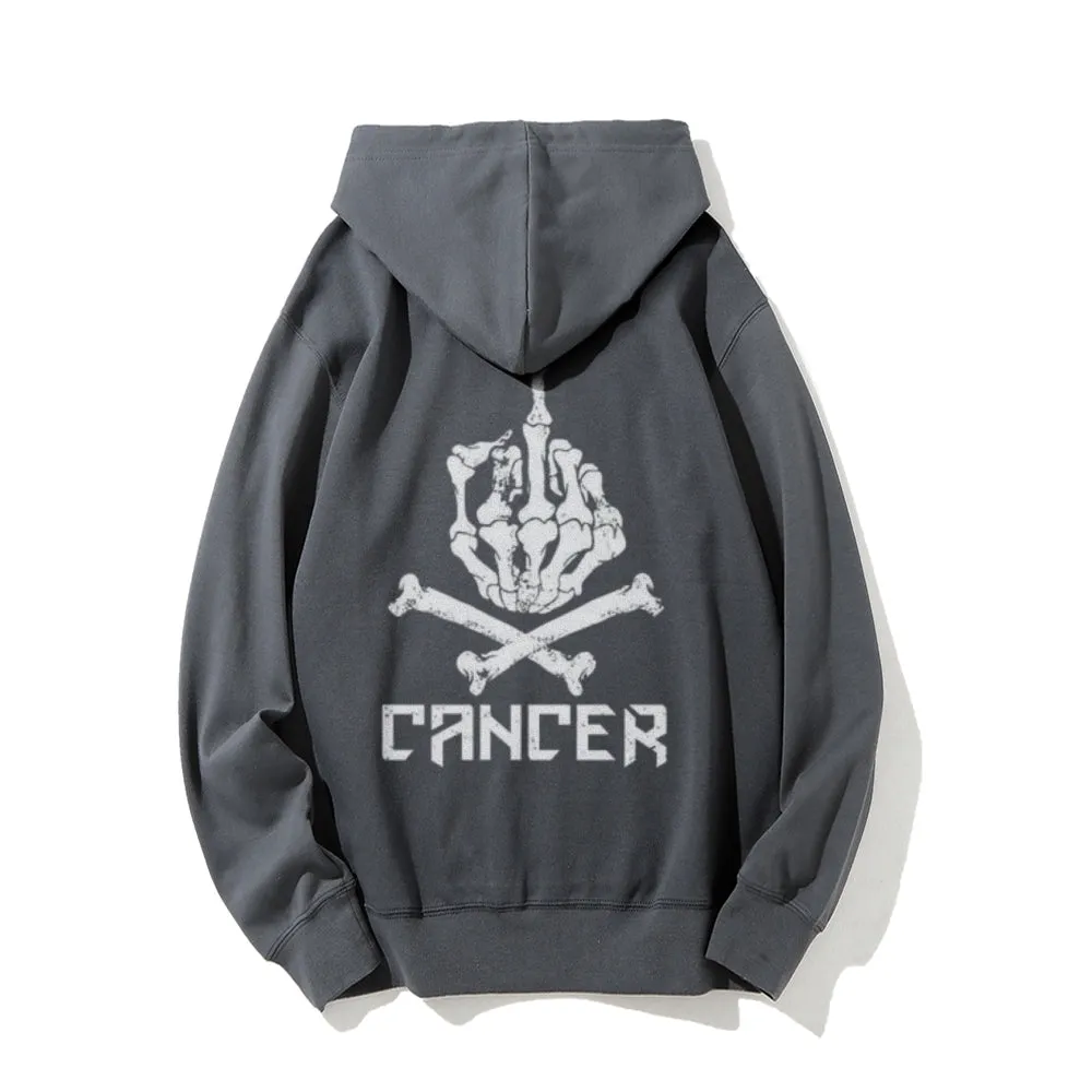 Mens Cancer Skull Graphic Pullover Hoodies