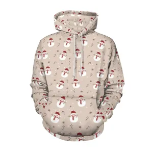 Mens Christmas Snowman Graphic Pullover With Kangaroo Pocket Hoodies