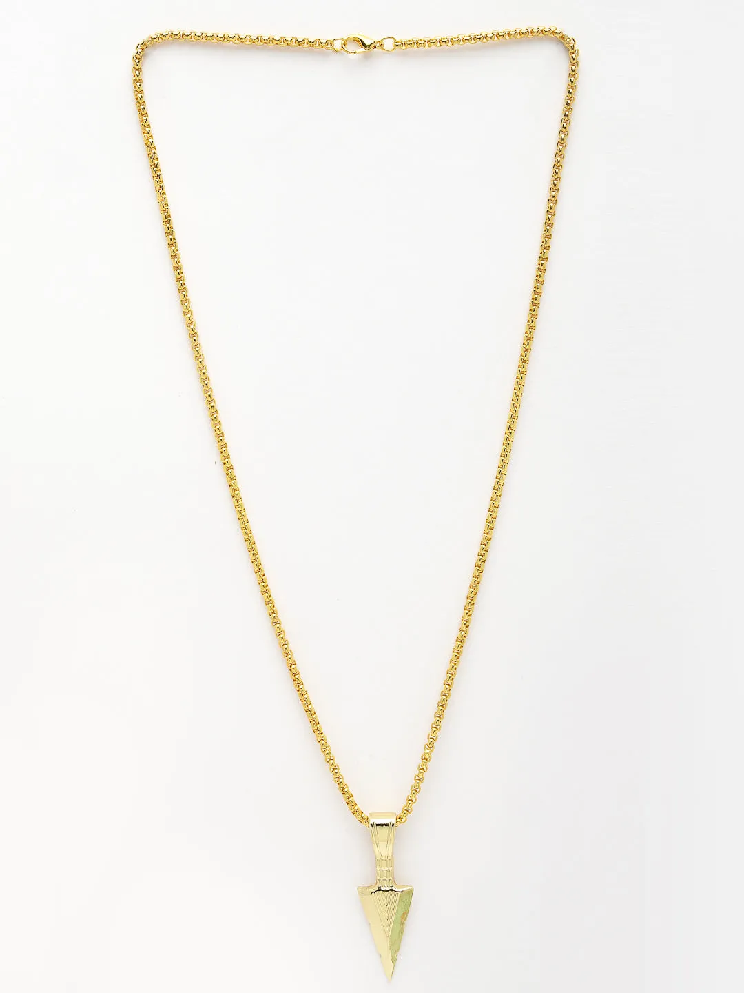 Men's Gold-Plated Arrow-Shaped Pendant With Chain - NVR