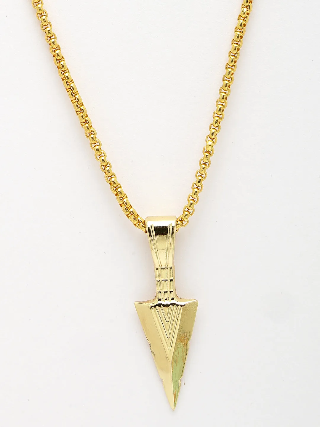 Men's Gold-Plated Arrow-Shaped Pendant With Chain - NVR