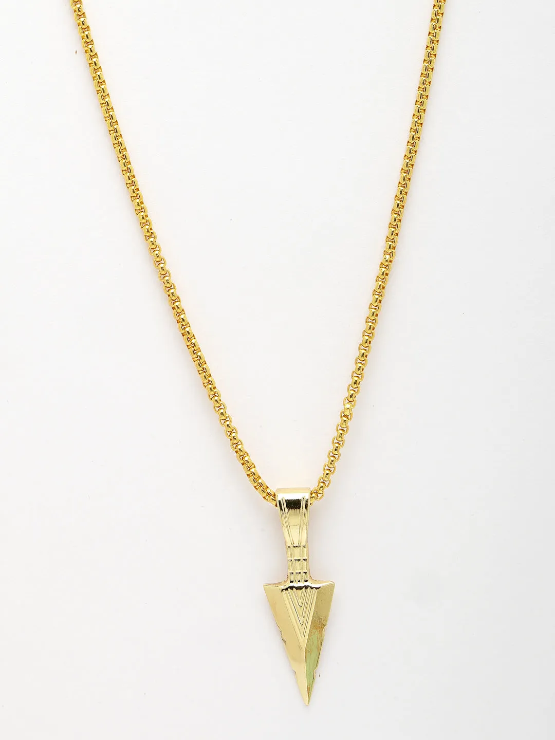 Men's Gold-Plated Arrow-Shaped Pendant With Chain - NVR