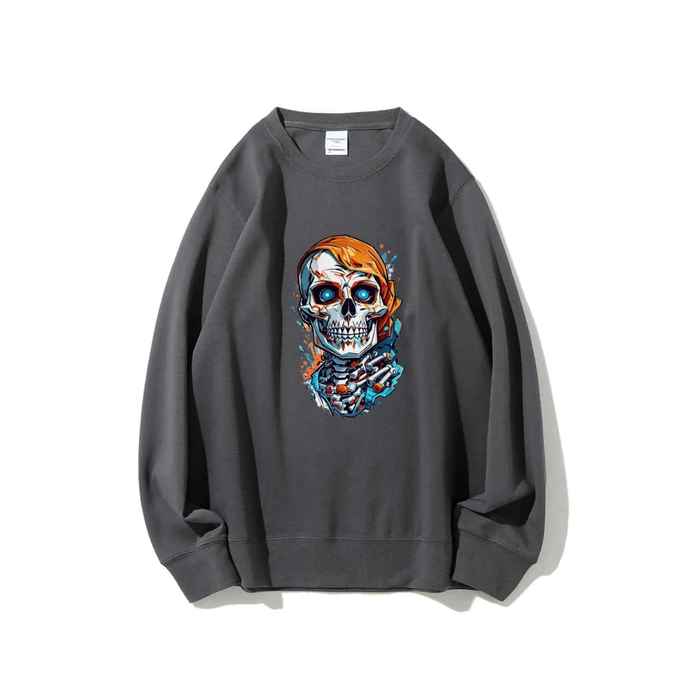 Mens Graffiti Skull Head Graphic Sweatshirts