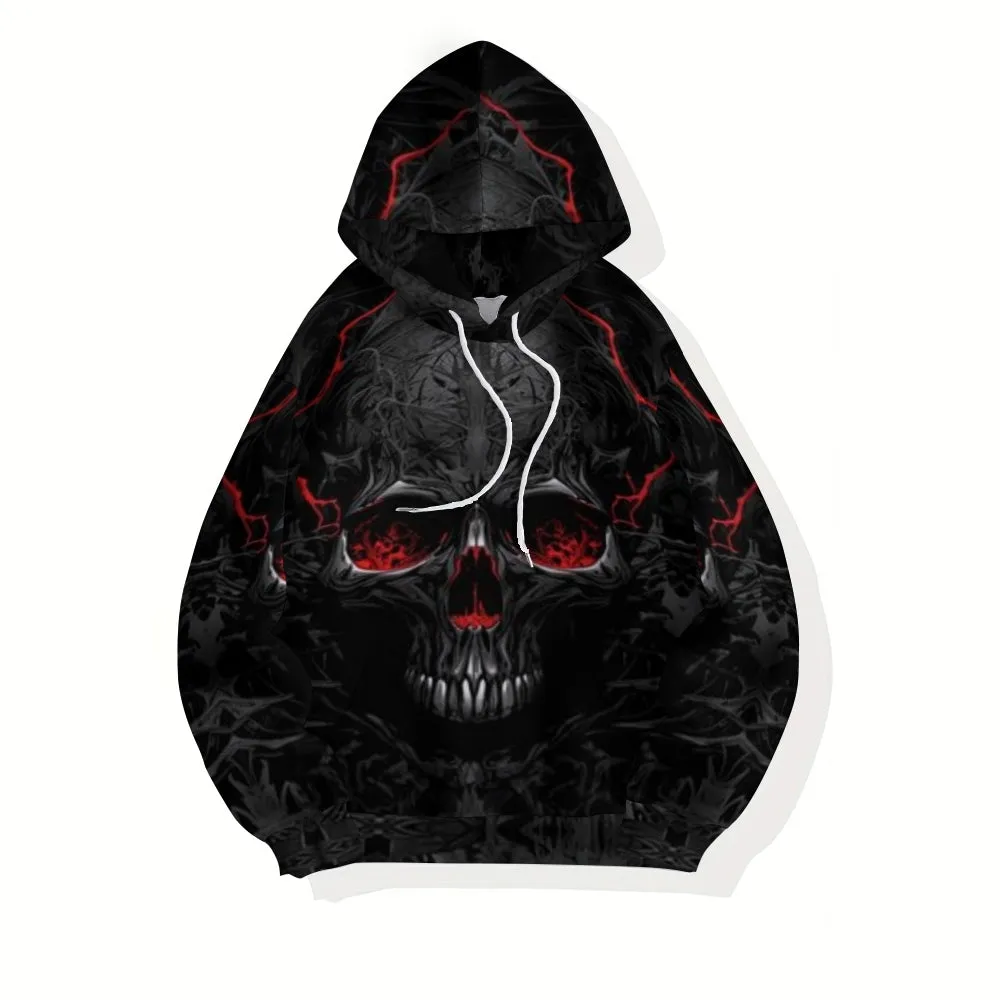 Mens Halloween Horror Red Skull 3D Print Hoodies