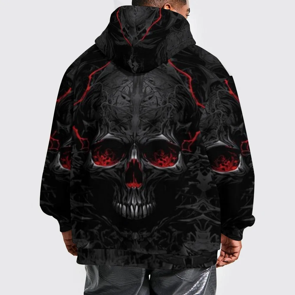 Mens Halloween Horror Red Skull 3D Print Hoodies